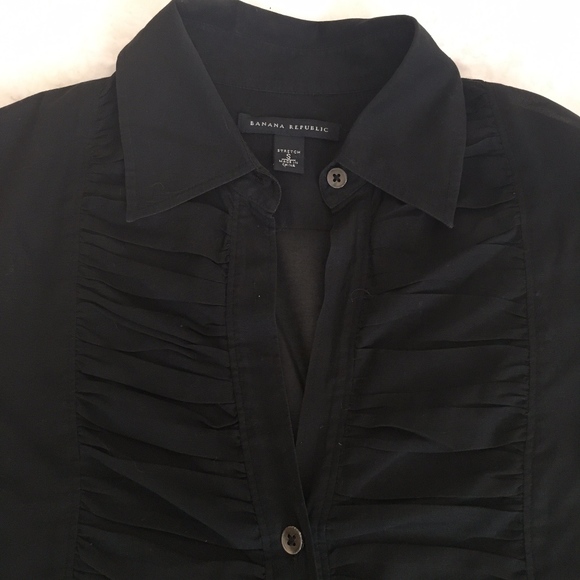 Sheer Ruffle Banana Republic Blouse Black - Picture 3 of 7